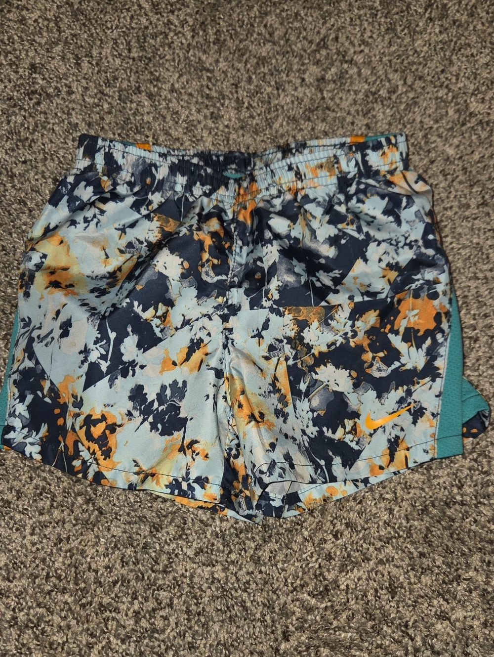 Nike Women’s Teal, Navy & Orange Floral Athletic Shorts